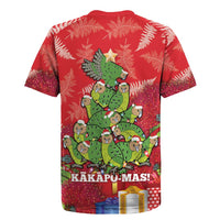Kakapo New Zealand Christmas Rugby Jersey Meri Kirihimete Pohutukawa - Red Color LT14 - Polynesian Pride