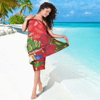 Kakapo New Zealand Christmas Sarong Meri Kirihimete Pohutukawa - Red Color LT14 - Polynesian Pride