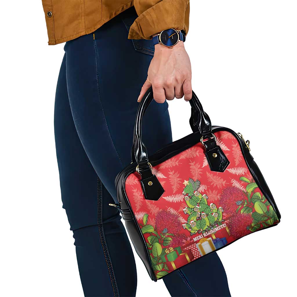 Kakapo New Zealand Christmas Shoulder Handbag Meri Kirihimete Pohutukawa - Red Color LT14 - Polynesian Pride
