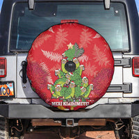 Kakapo New Zealand Christmas Spare Tire Cover Meri Kirihimete Pohutukawa - Red Color LT14 Red - Polynesian Pride