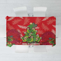 Kakapo New Zealand Christmas Tablecloth Meri Kirihimete Pohutukawa - Red Color LT14 Red - Polynesian Pride