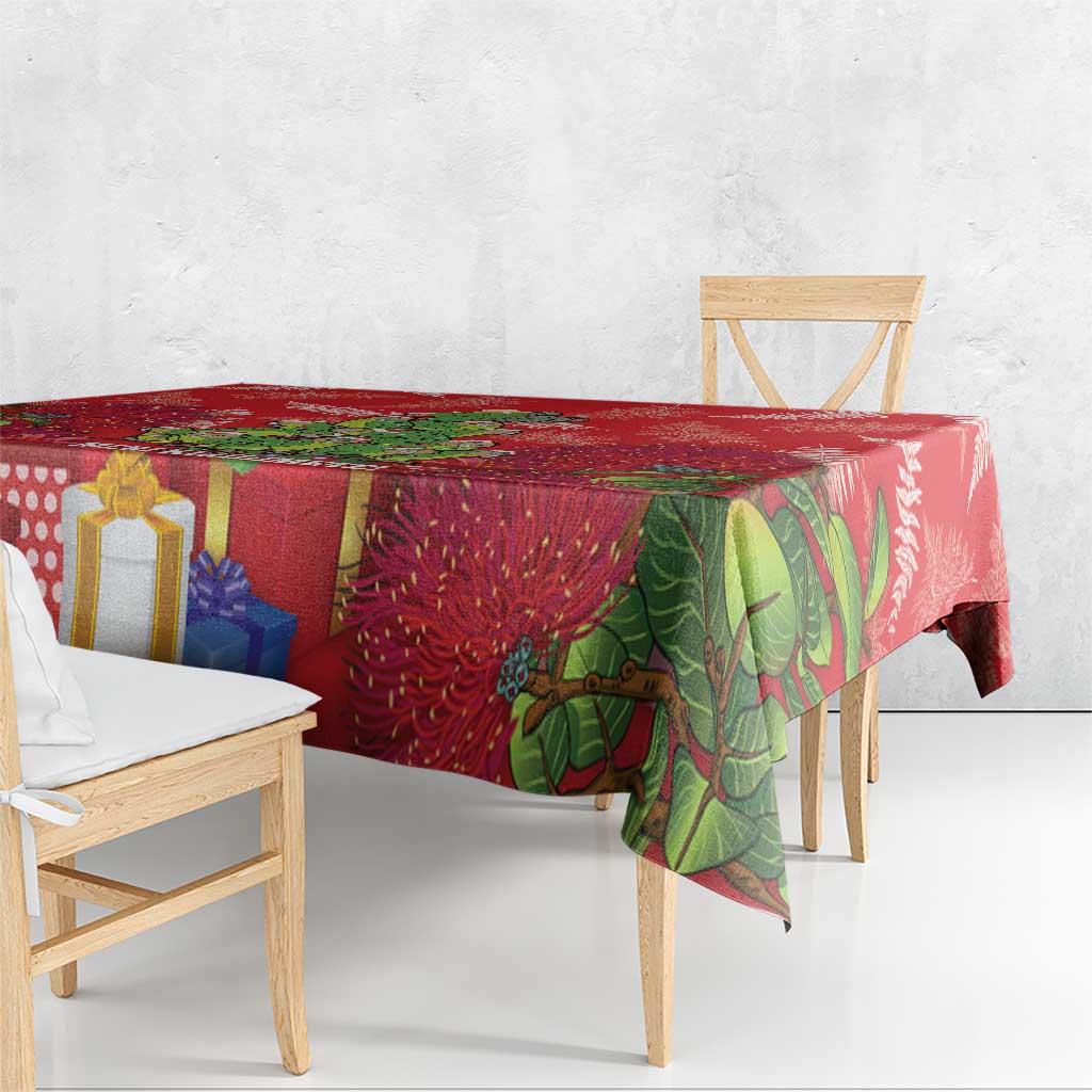 Kakapo New Zealand Christmas Tablecloth Meri Kirihimete Pohutukawa - Red Color LT14 - Polynesian Pride
