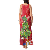 Kakapo New Zealand Christmas Tank Maxi Dress Meri Kirihimete Pohutukawa - Red Color LT14 - Polynesian Pride