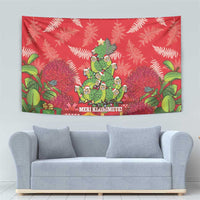 Kakapo New Zealand Christmas Tapestry Meri Kirihimete Pohutukawa - Red Color LT14 - Polynesian Pride
