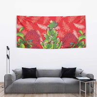 Kakapo New Zealand Christmas Tapestry Meri Kirihimete Pohutukawa - Red Color LT14 - Polynesian Pride