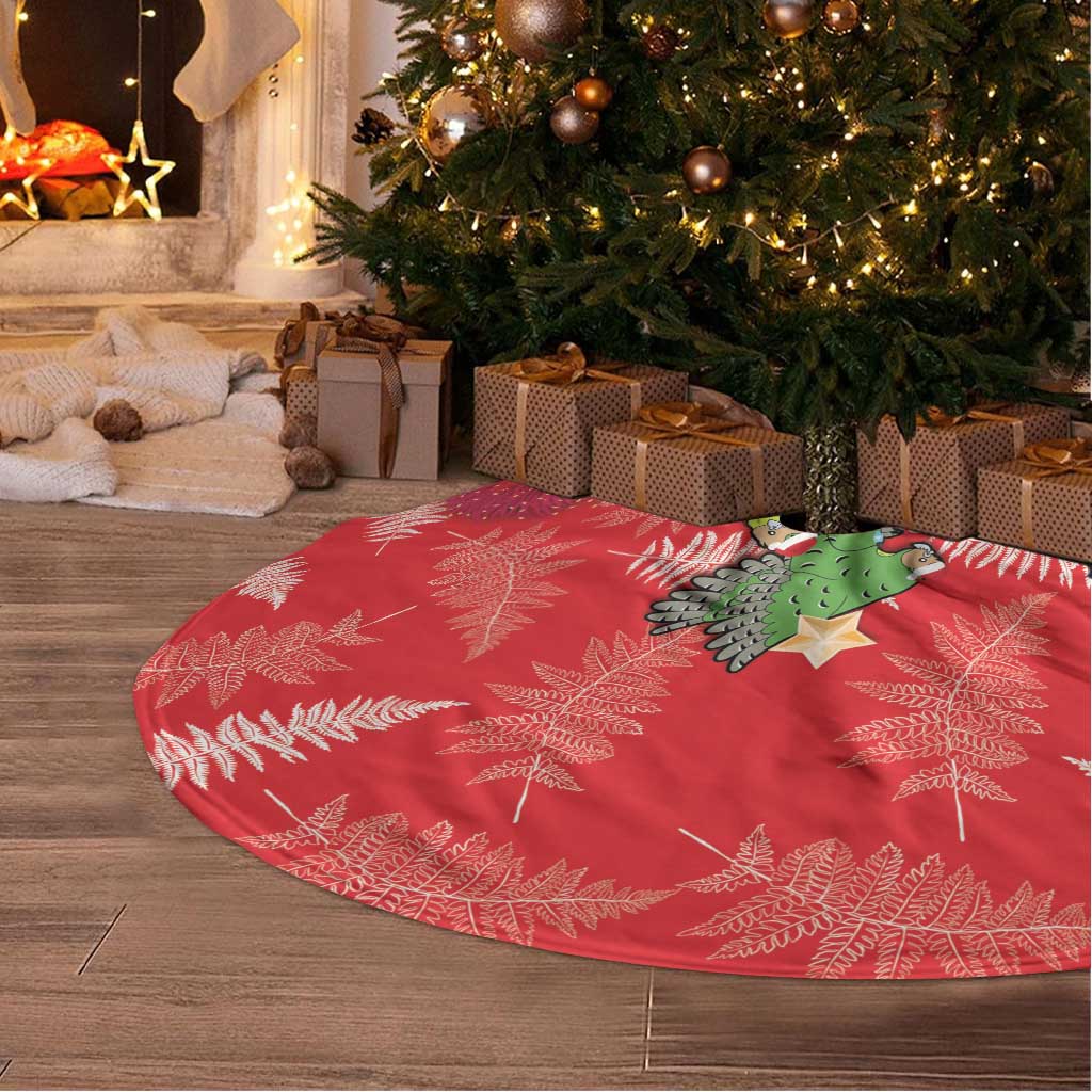 Kakapo New Zealand Christmas Tree Skirt Meri Kirihimete Pohutukawa - Red Color LT14 - Polynesian Pride