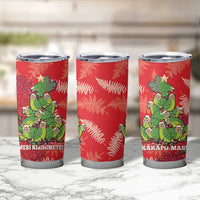 Kakapo New Zealand Christmas Tumbler Cup Meri Kirihimete Pohutukawa - Red Color LT14 - Polynesian Pride