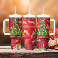 Kakapo New Zealand Christmas Tumbler With Handle Meri Kirihimete Pohutukawa - Red Color LT14 - Polynesian Pride