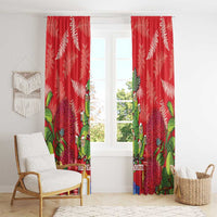 Kakapo New Zealand Christmas Window Curtain Meri Kirihimete Pohutukawa - Red Color LT14 - Polynesian Pride