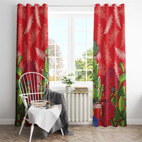 Kakapo New Zealand Christmas Window Curtain Meri Kirihimete Pohutukawa - Red Color LT14 - Polynesian Pride