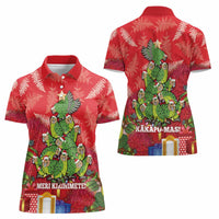 Kakapo New Zealand Christmas Women Polo Shirt Meri Kirihimete Pohutukawa - Red Color LT14 - Polynesian Pride