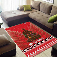 Kiwi New Zealand Christmas Area Rug Meri Kirihimete Silver Fern - Red Color LT14 - Polynesian Pride