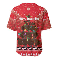 Kiwi New Zealand Christmas Baseball Jersey Meri Kirihimete Silver Fern - Red Color LT14 - Polynesian Pride