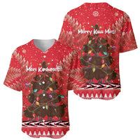 Kiwi New Zealand Christmas Baseball Jersey Meri Kirihimete Silver Fern - Red Color LT14 - Polynesian Pride