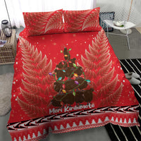 Kiwi New Zealand Christmas Bedding Set Meri Kirihimete Silver Fern - Red Color LT14 - Polynesian Pride
