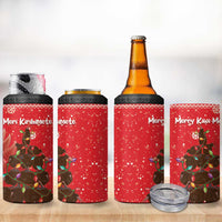 Kiwi New Zealand Christmas 4 in 1 Can Cooler Tumbler Meri Kirihimete Silver Fern - Red Color LT14 - Polynesian Pride