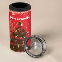 Kiwi New Zealand Christmas 4 in 1 Can Cooler Tumbler Meri Kirihimete Silver Fern - Red Color LT14 - Polynesian Pride
