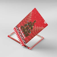 Kiwi New Zealand Christmas Canvas Wall Art Meri Kirihimete Silver Fern - Red Color LT14 With Frame Red - Polynesian Pride