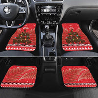 Kiwi New Zealand Christmas Car Mats Meri Kirihimete Silver Fern - Red Color LT14 Set 4pcs Red - Polynesian Pride