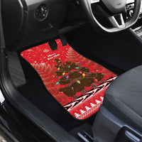 Kiwi New Zealand Christmas Car Mats Meri Kirihimete Silver Fern - Red Color LT14 - Polynesian Pride