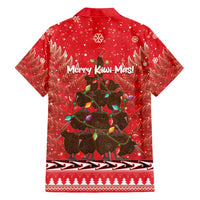 Kiwi New Zealand Christmas Family Matching Puletasi and Hawaiian Shirt Meri Kirihimete Silver Fern - Red Color LT14 - Polynesian Pride