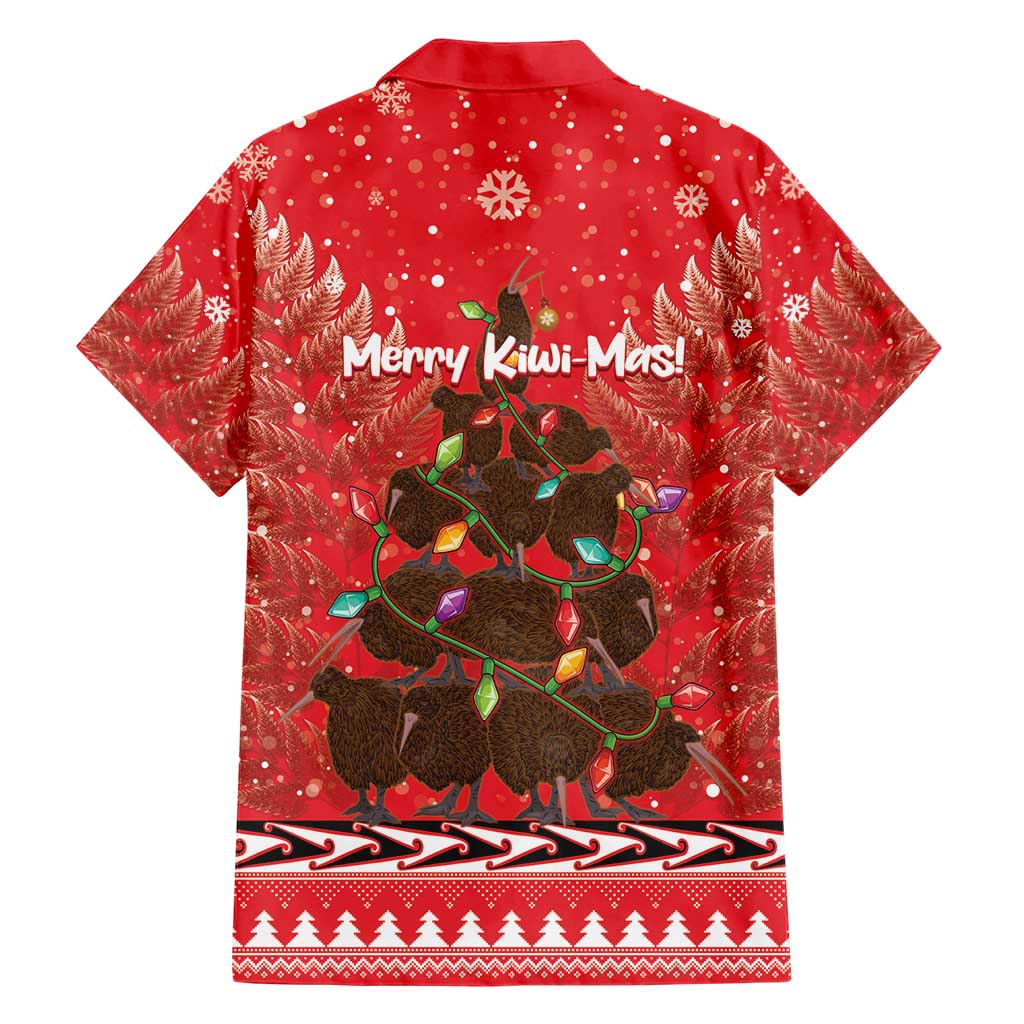 Kiwi New Zealand Christmas Family Matching Short Sleeve Bodycon Dress and Hawaiian Shirt Meri Kirihimete Silver Fern - Red Color LT14 - Polynesian Pride