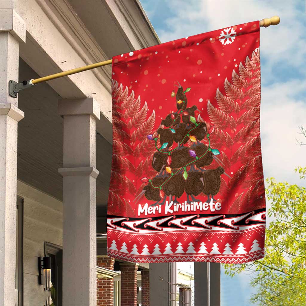 Kiwi New Zealand Christmas Garden Flag Meri Kirihimete Silver Fern - Red Color LT14 House Flag Red - Polynesian Pride