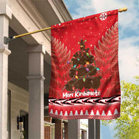 Kiwi New Zealand Christmas Garden Flag Meri Kirihimete Silver Fern - Red Color LT14 House Flag Red - Polynesian Pride