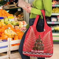 Kiwi New Zealand Christmas Grocery Bag Meri Kirihimete Silver Fern - Red Color LT14 - Polynesian Pride