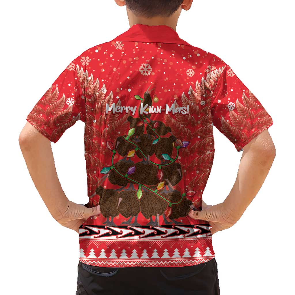 Kiwi New Zealand Christmas Hawaiian Shirt Meri Kirihimete Silver Fern - Red Color LT14 - Polynesian Pride