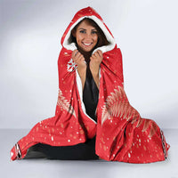 Kiwi New Zealand Christmas Hooded Blanket Meri Kirihimete Silver Fern - Red Color LT14 - Polynesian Pride