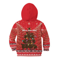 Kiwi New Zealand Christmas Kid Hoodie Meri Kirihimete Silver Fern - Red Color LT14 - Polynesian Pride