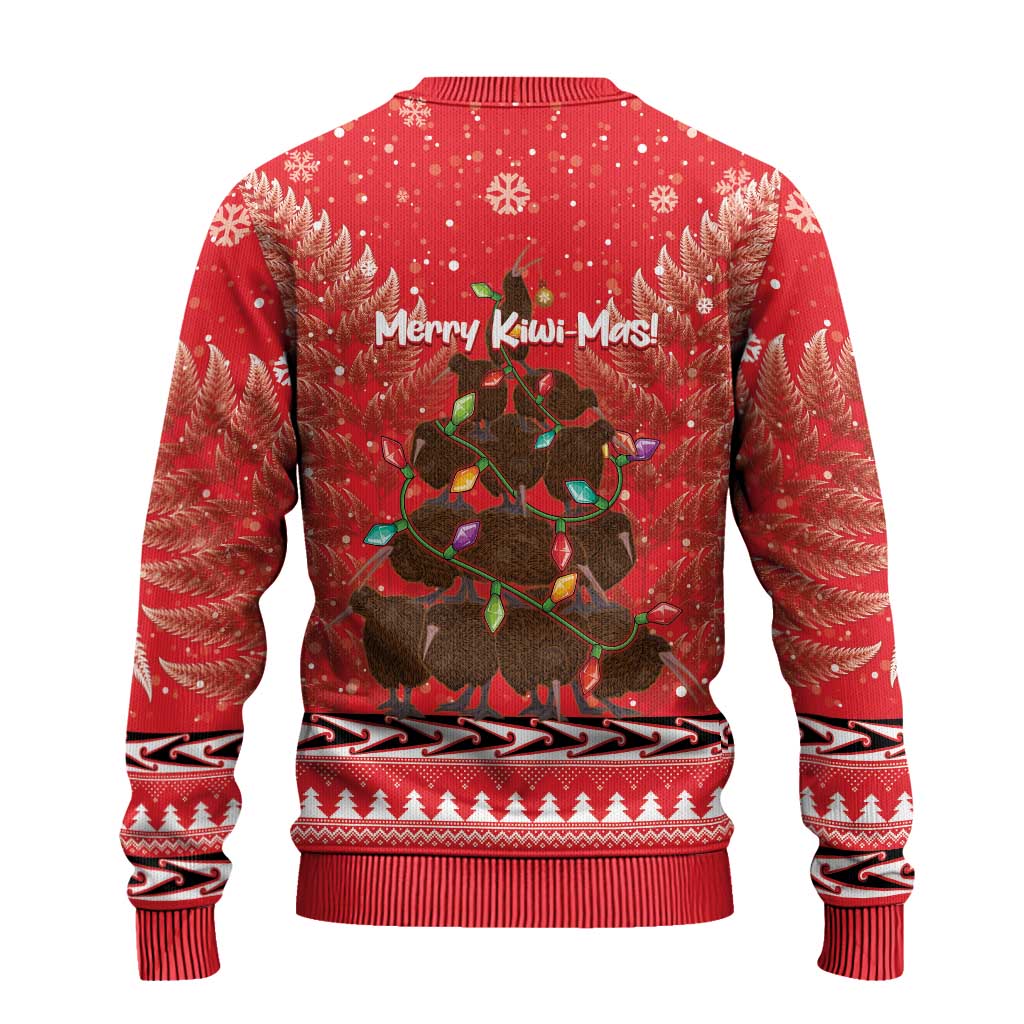 Kiwi New Zealand Christmas Ugly Christmas Sweater Meri Kirihimete Silver Fern - Red Color LT14 - Polynesian Pride
