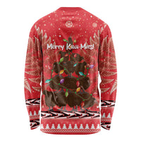 Kiwi New Zealand Christmas Long Sleeve Shirt Meri Kirihimete Silver Fern - Red Color LT14 - Polynesian Pride