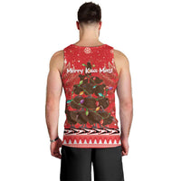 Kiwi New Zealand Christmas Men Tank Top Meri Kirihimete Silver Fern - Red Color LT14 - Polynesian Pride