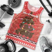 Kiwi New Zealand Christmas Men Tank Top Meri Kirihimete Silver Fern - Red Color LT14 - Polynesian Pride