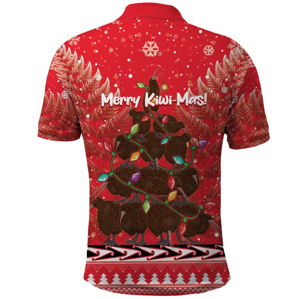 Kiwi New Zealand Christmas Polo Shirt Meri Kirihimete Silver Fern - Red Color LT14 - Polynesian Pride