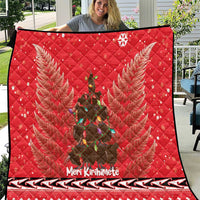Kiwi New Zealand Christmas Quilt Meri Kirihimete Silver Fern - Red Color LT14 Red - Polynesian Pride