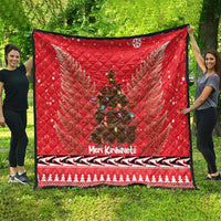 Kiwi New Zealand Christmas Quilt Meri Kirihimete Silver Fern - Red Color LT14 - Polynesian Pride