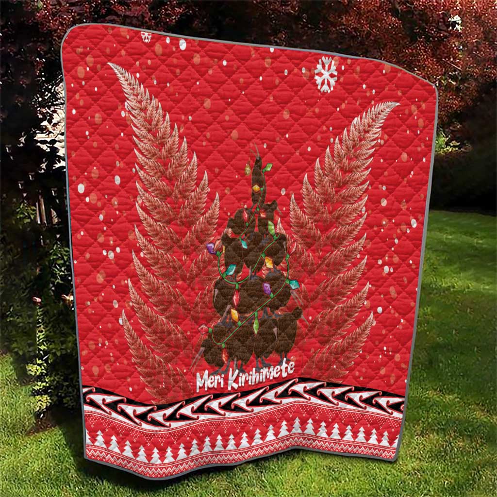 Kiwi New Zealand Christmas Quilt Meri Kirihimete Silver Fern - Red Color LT14 - Polynesian Pride