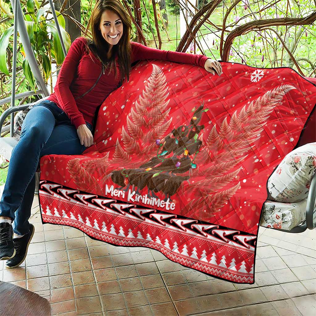 Kiwi New Zealand Christmas Quilt Meri Kirihimete Silver Fern - Red Color LT14 - Polynesian Pride