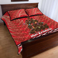 Kiwi New Zealand Christmas Quilt Bed Set Meri Kirihimete Silver Fern - Red Color LT14 - Polynesian Pride