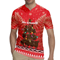 Kiwi New Zealand Christmas Rugby Jersey Meri Kirihimete Silver Fern - Red Color LT14 - Polynesian Pride