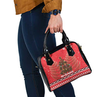 Kiwi New Zealand Christmas Shoulder Handbag Meri Kirihimete Silver Fern - Red Color LT14 - Polynesian Pride