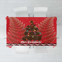 Kiwi New Zealand Christmas Tablecloth Meri Kirihimete Silver Fern - Red Color LT14 Red - Polynesian Pride