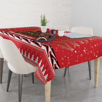 Kiwi New Zealand Christmas Tablecloth Meri Kirihimete Silver Fern - Red Color LT14 - Polynesian Pride