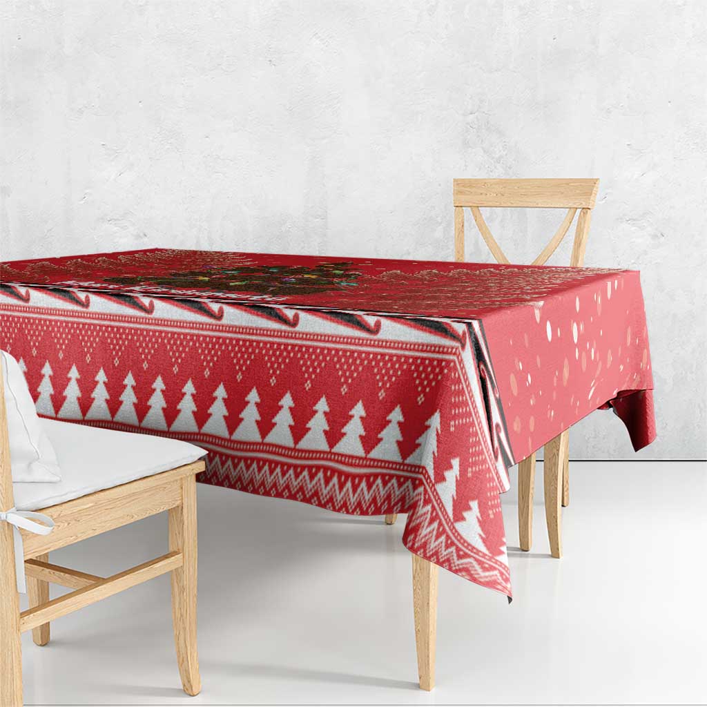 Kiwi New Zealand Christmas Tablecloth Meri Kirihimete Silver Fern - Red Color LT14 - Polynesian Pride