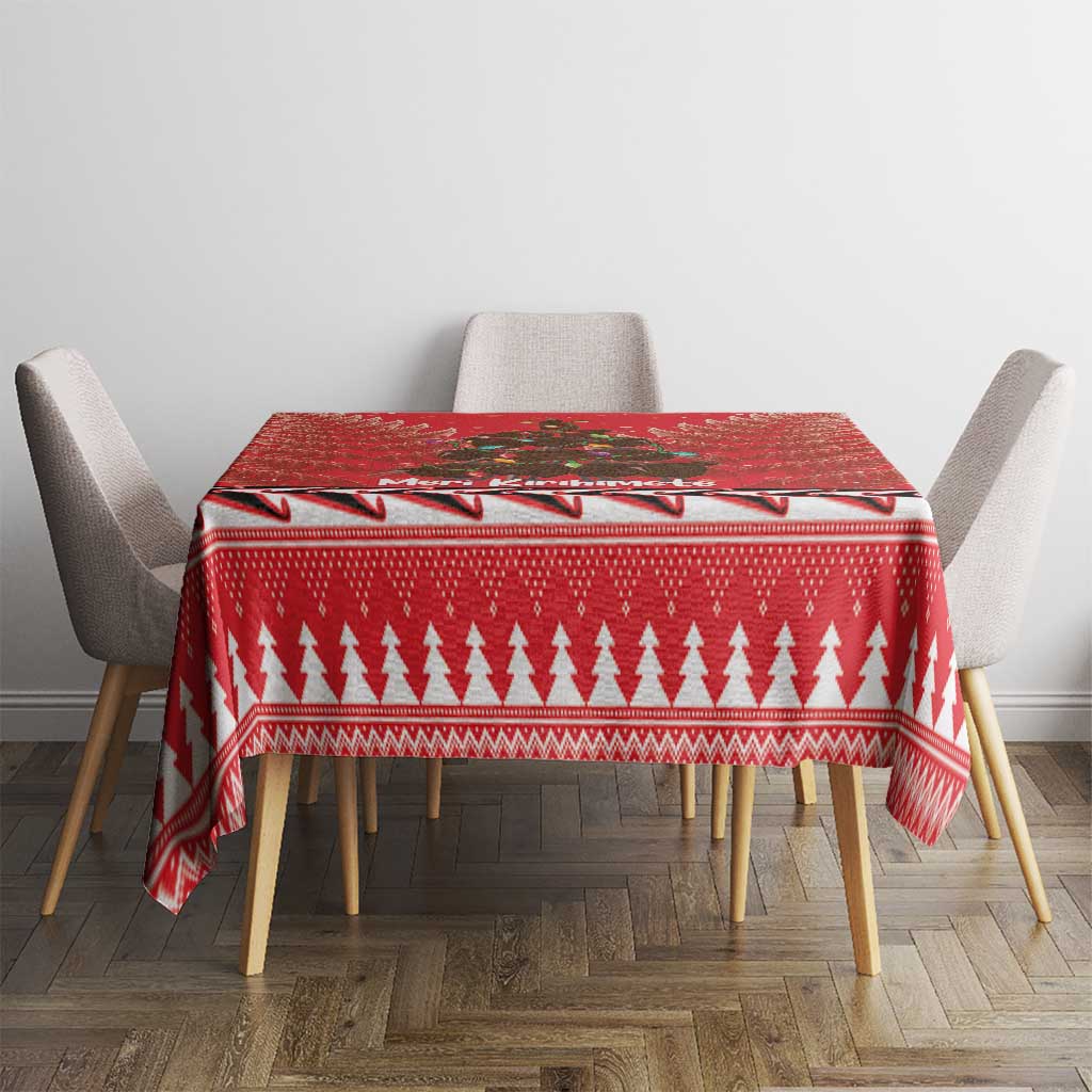 Kiwi New Zealand Christmas Tablecloth Meri Kirihimete Silver Fern - Red Color LT14 - Polynesian Pride
