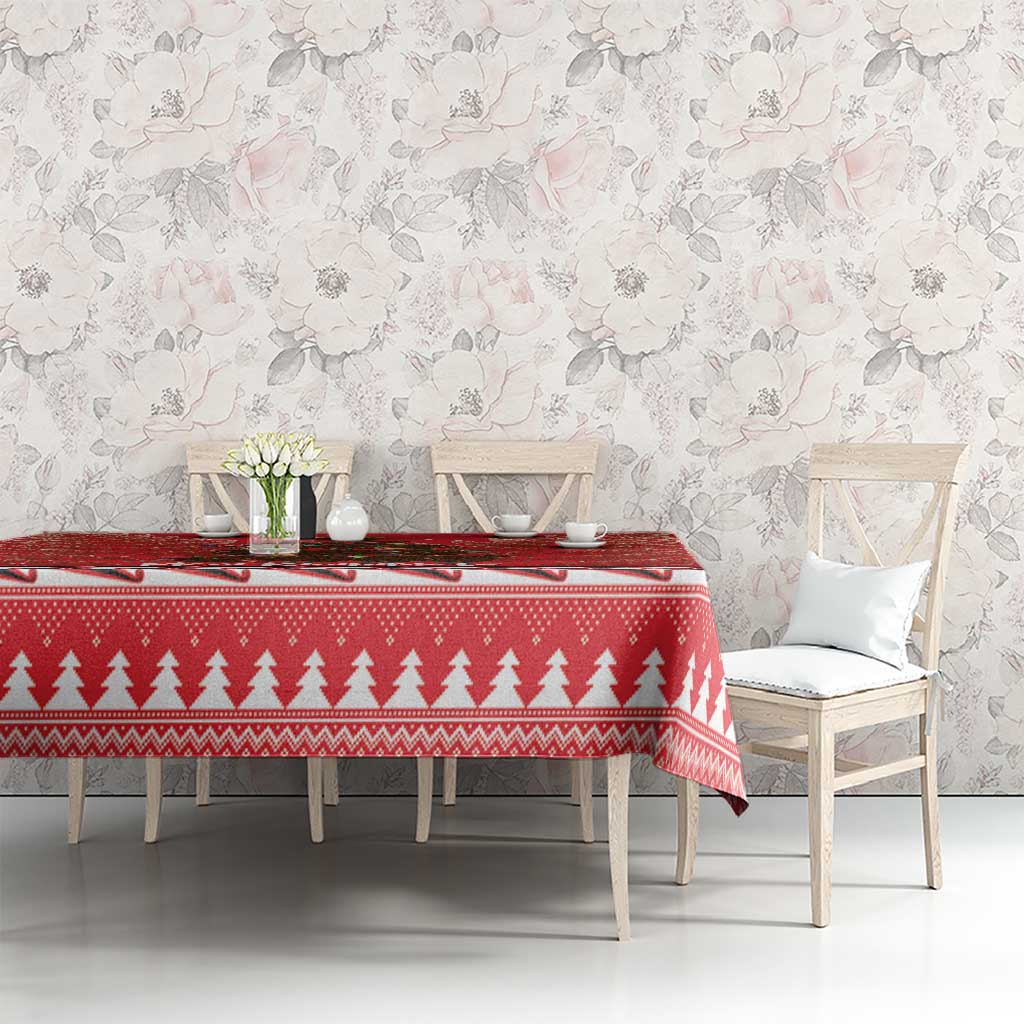 Kiwi New Zealand Christmas Tablecloth Meri Kirihimete Silver Fern - Red Color LT14 - Polynesian Pride