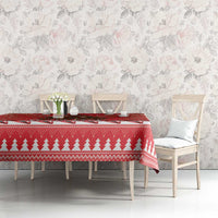 Kiwi New Zealand Christmas Tablecloth Meri Kirihimete Silver Fern - Red Color LT14 - Polynesian Pride